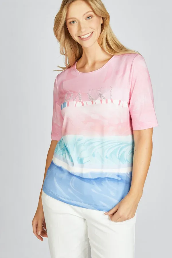 Rabe & LecomteBLUE PINK GRADIENT STRIPE T-SHIRT