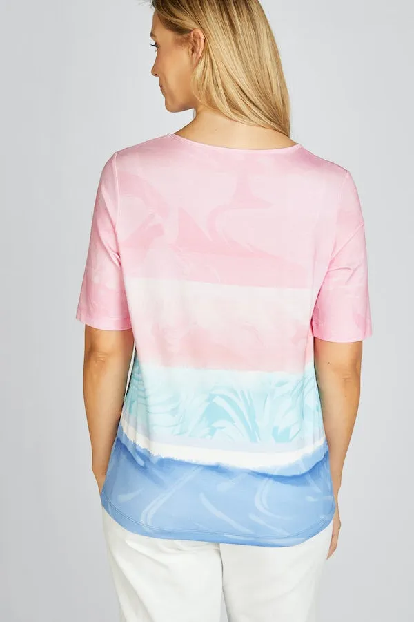 Rabe & LecomteBLUE PINK GRADIENT STRIPE T-SHIRT