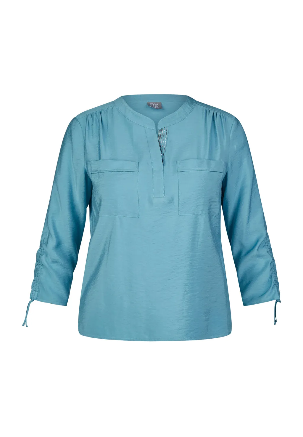 Rabe & LecomteBLUE STUDDED V-NECK BLOUSE