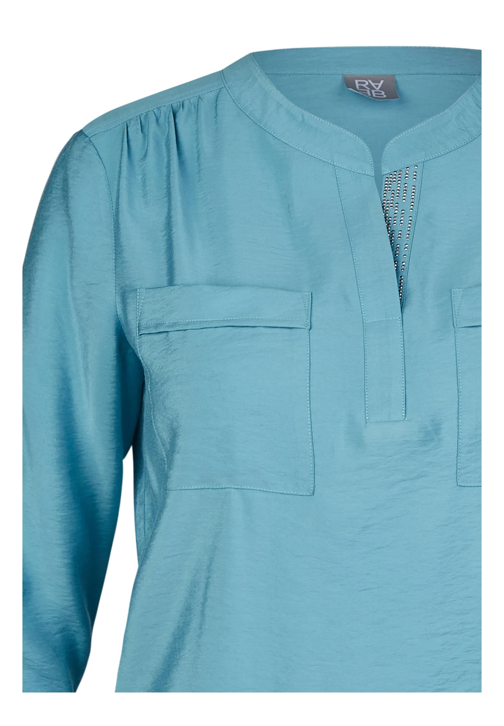 Rabe & LecomteBLUE STUDDED V-NECK BLOUSE