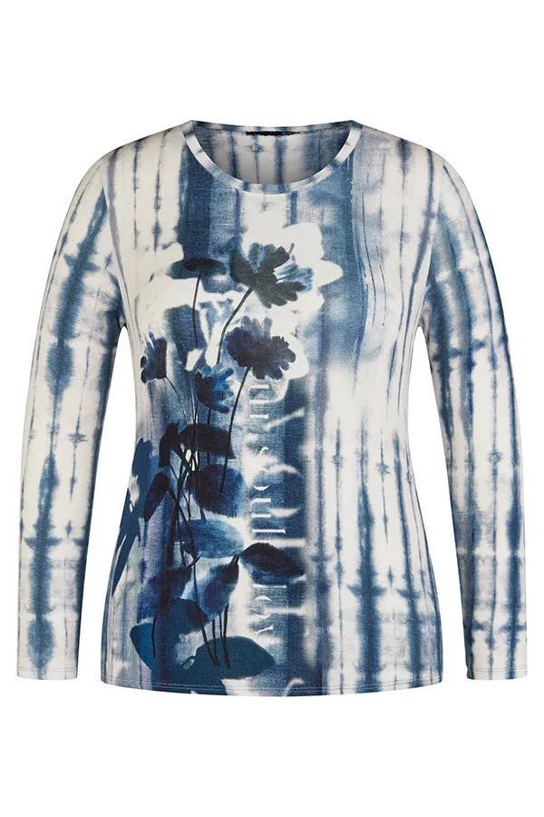 Rabe & LecomteBLUE TIE-DYE FLORAL PRINT T-SHIRT