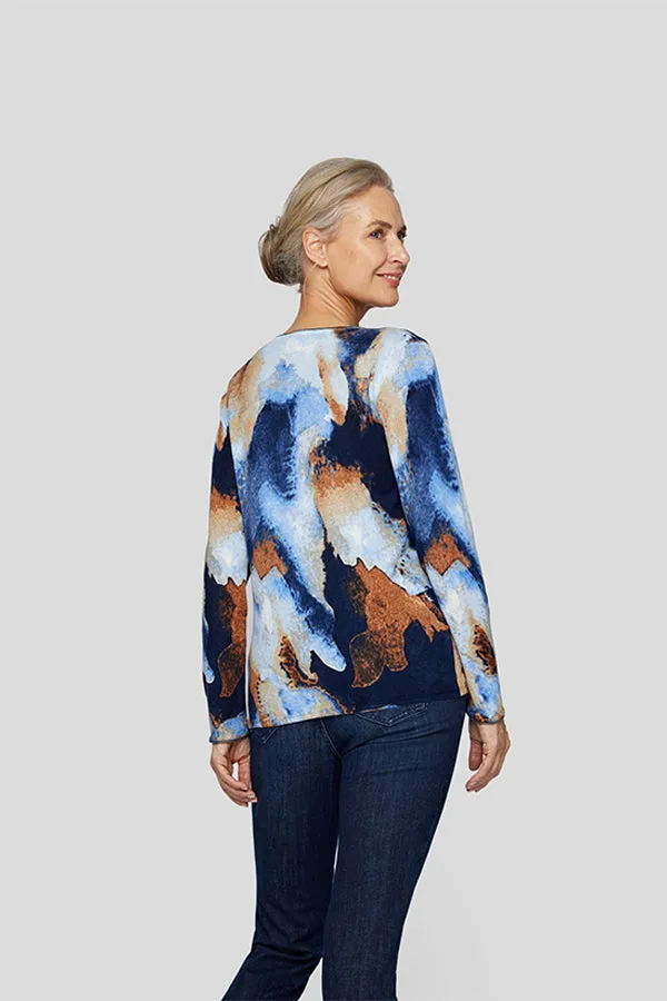 Rabe & LecomteBLUE WATERCOLOR PRINT LONG SLEEVE SHIRT