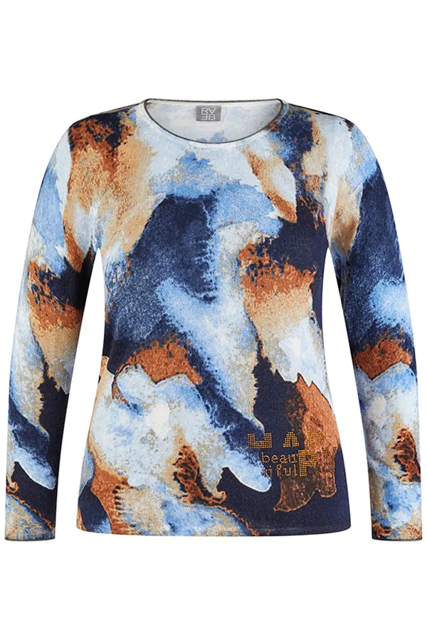 Rabe & LecomteBLUE WATERCOLOR PRINT LONG SLEEVE SHIRT