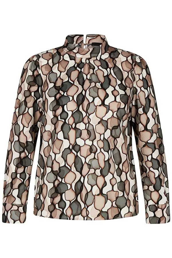 Rabe & LecomteBROWN ABSTRACT PRINT BLOUSE