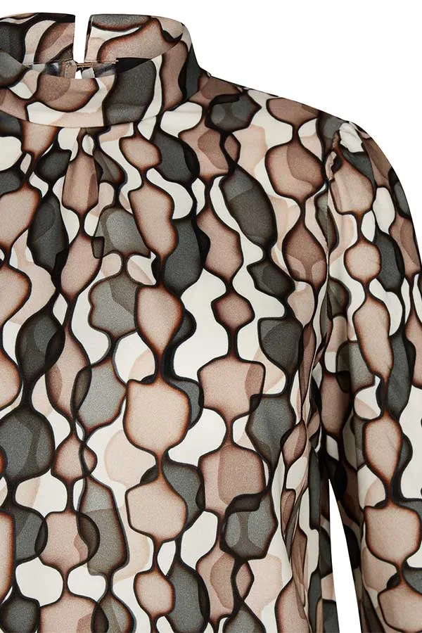 Rabe & LecomteBROWN ABSTRACT PRINT BLOUSE