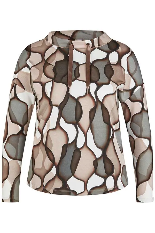 Rabe & LecomteBROWN ABSTRACT PRINT DRAWSTRING T-SHIRT