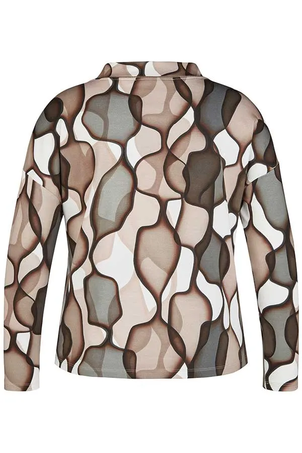 Rabe & LecomteBROWN ABSTRACT PRINT DRAWSTRING T-SHIRT