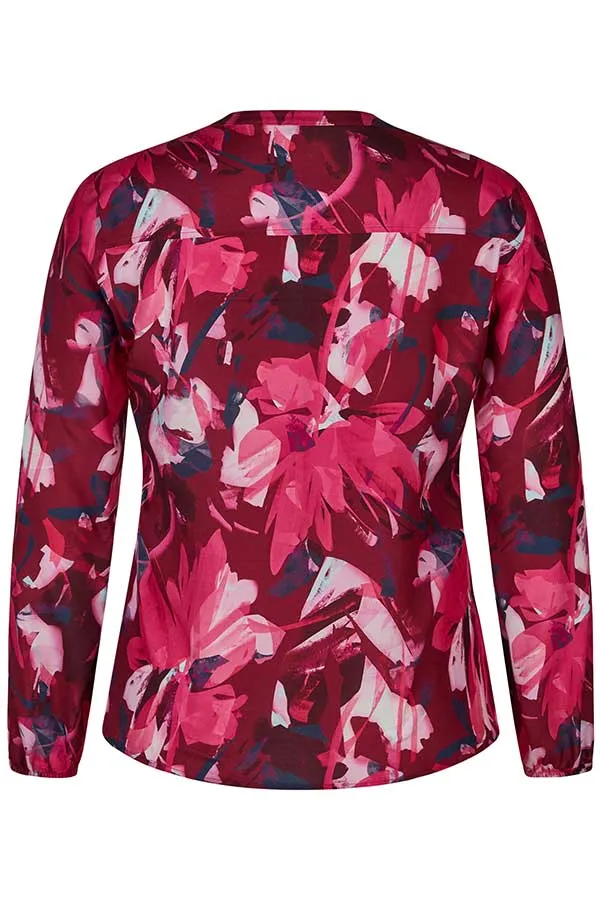 Rabe & LecomteBURGUNDY ABSTRACT FLORAL PRINT BLOUSE