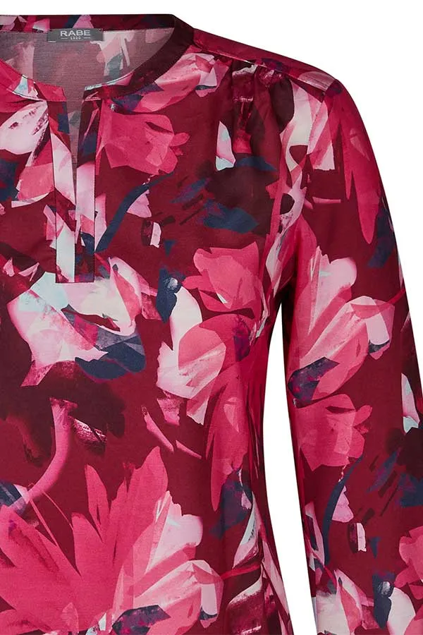 Rabe & LecomteBURGUNDY ABSTRACT FLORAL PRINT BLOUSE