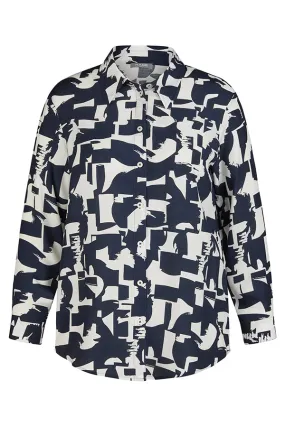 Rabe & LecomteDARK NAVY ABSTRACT PRINT BLOUSE