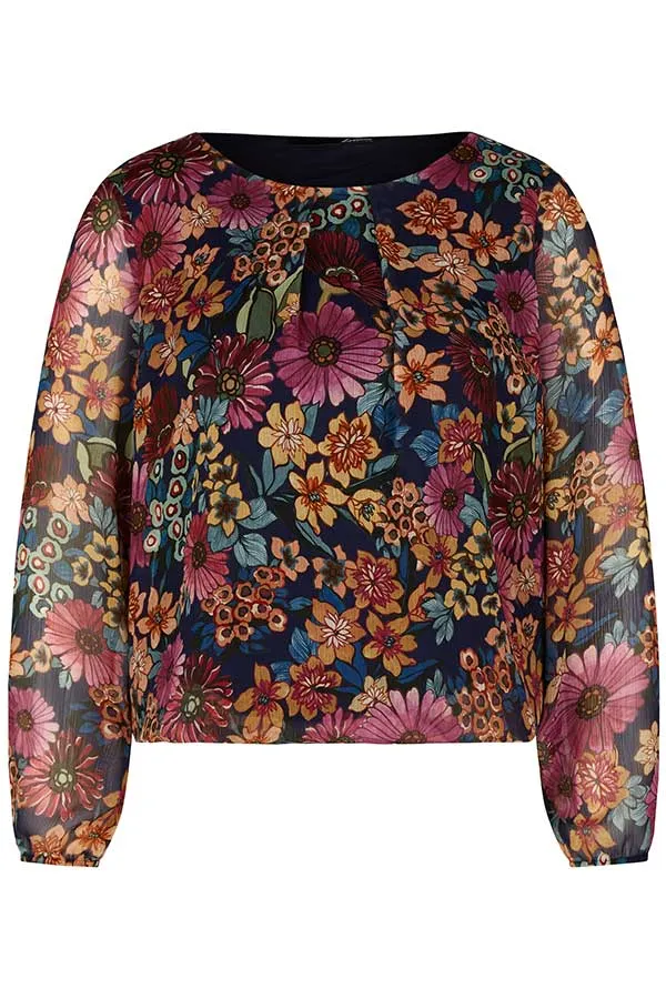 Rabe & LecomteDEEP BLUE FLORAL PRINT BLOUSE