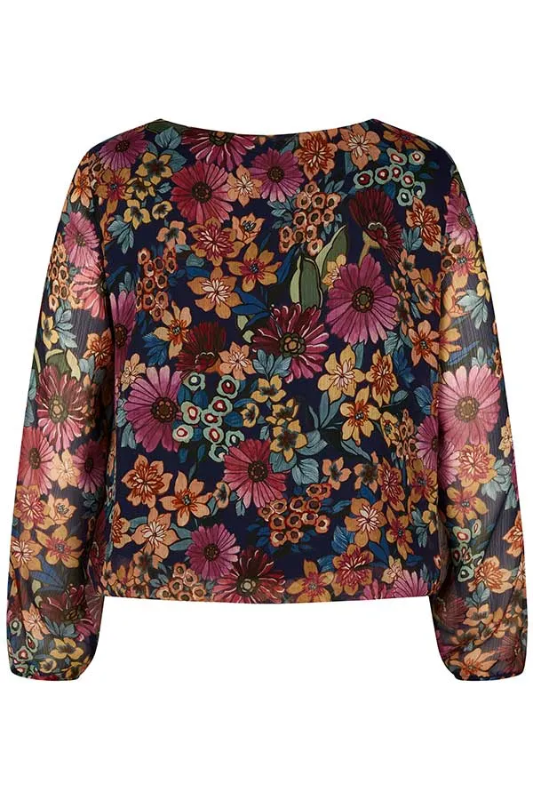 Rabe & LecomteDEEP BLUE FLORAL PRINT BLOUSE