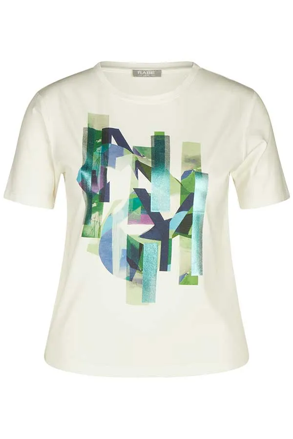 Rabe & LecomteGREEN ABSTRACT PRINT FOIL T-SHIRT