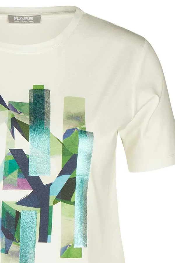 Rabe & LecomteGREEN ABSTRACT PRINT FOIL T-SHIRT