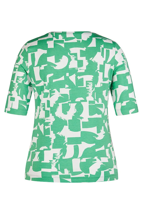 Rabe & LecomteGREEN ABSTRACT PRINT SHORT SLEEVE T-SHIRT