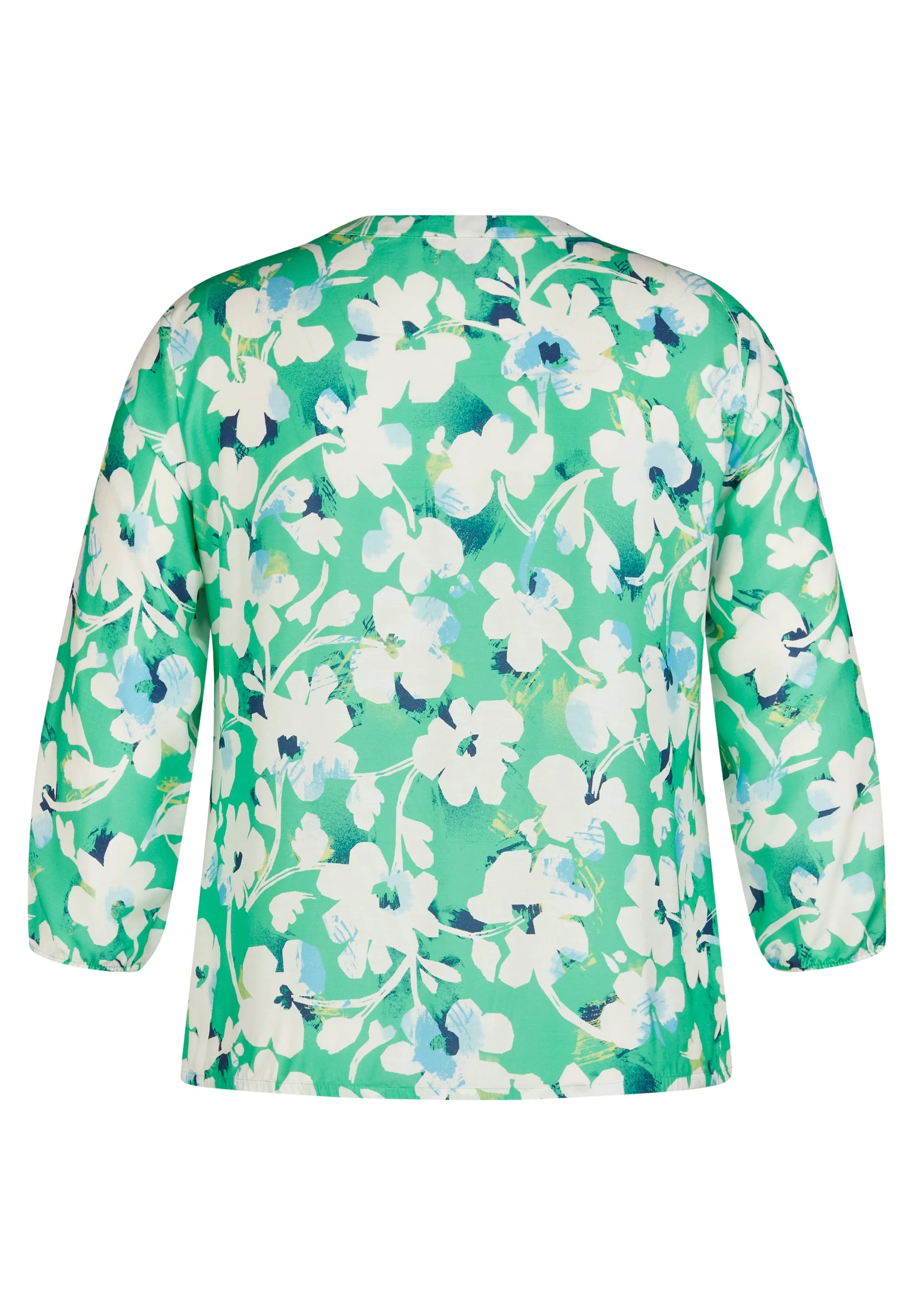 Rabe & LecomteGREEN FLORAL PRINT V-NECK BLOUSE