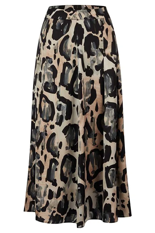 Rabe & LecomteGREY LEOPARD PRINT SKIRT