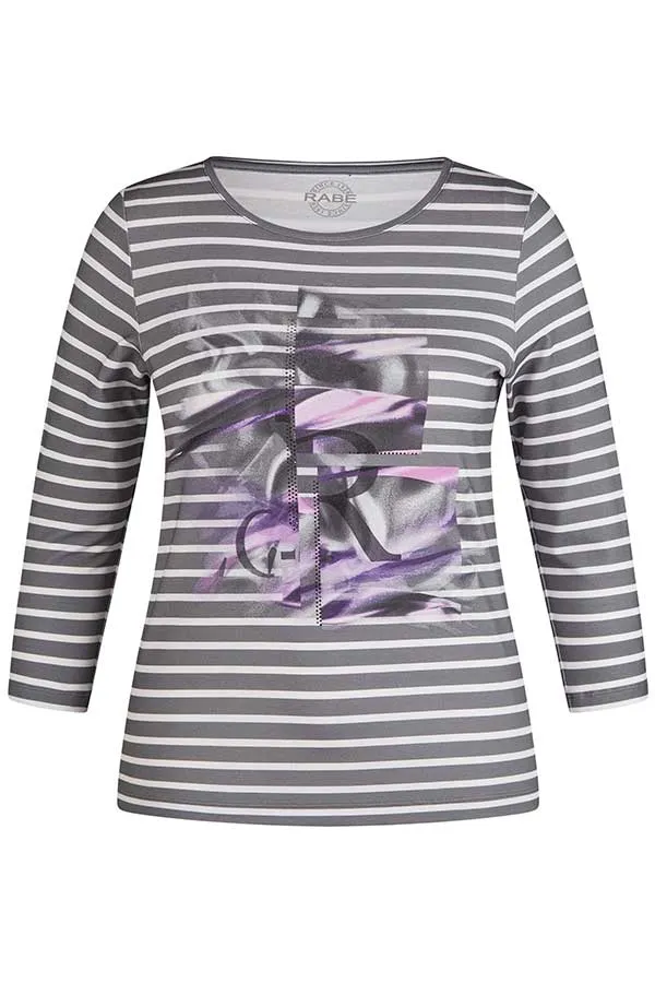 Rabe & LecomteGREY STRIPES PRINTED T-SHIRT