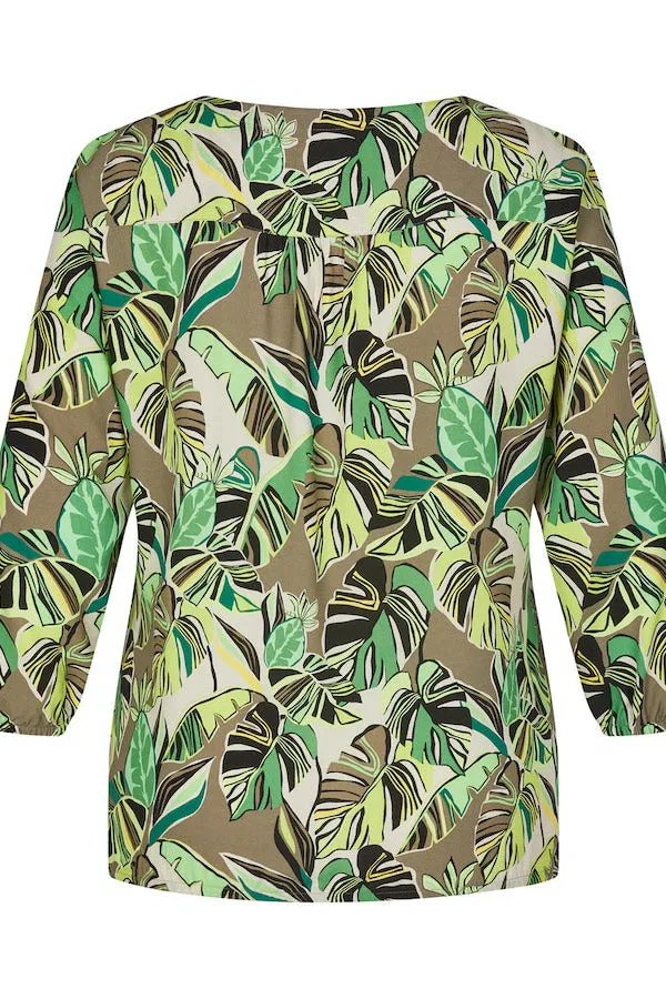 Rabe & LecomteKHAKI LEAF PRINT BLOUSE