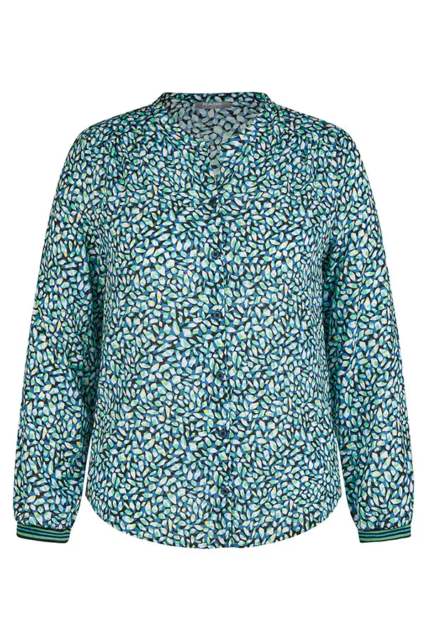 Rabe & LecomteNAVY GREEN PRINT BLOUSE