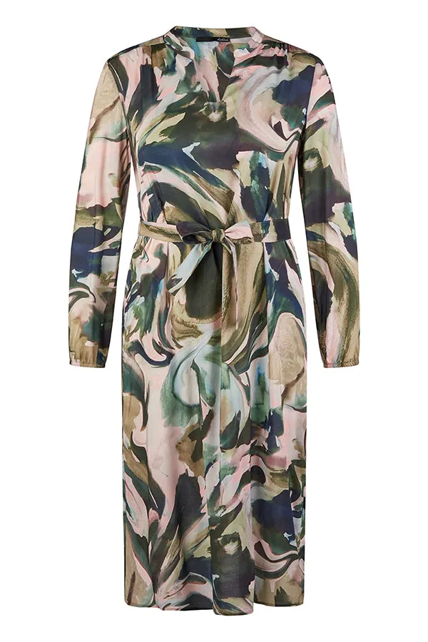 Rabe & LecomteOLIVE ABSTRACT PRINT BELTED DRESS