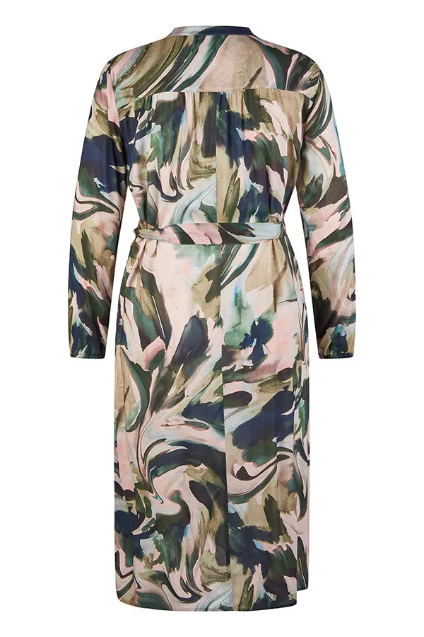 Rabe & LecomteOLIVE ABSTRACT PRINT BELTED DRESS