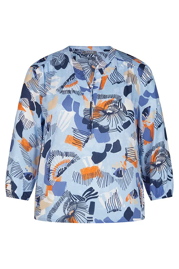 Rabe & LecomteORANGE BLUE FLORAL PRINT BLOUSE