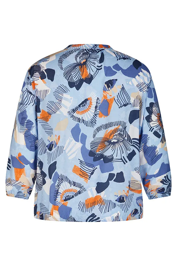 Rabe & LecomteORANGE BLUE FLORAL PRINT BLOUSE