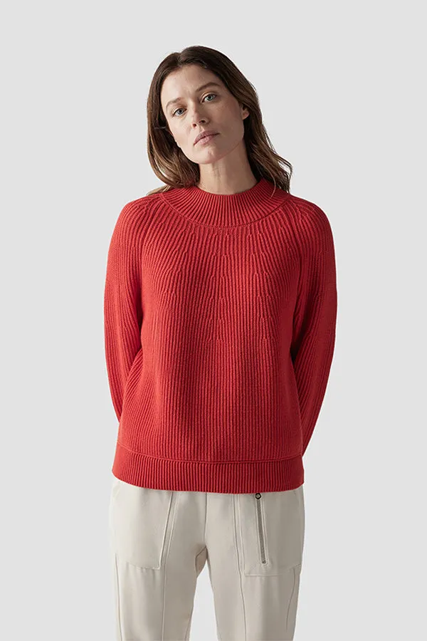 Rabe & LecomteRED RIBBED HIGHNECK JUMPER