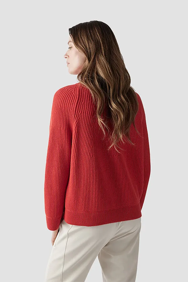 Rabe & LecomteRED RIBBED HIGHNECK JUMPER