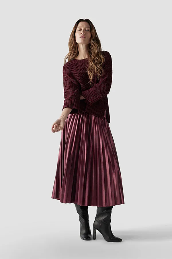 Rabe & LecomteRED SHINY PLEATED LONG SKIRT