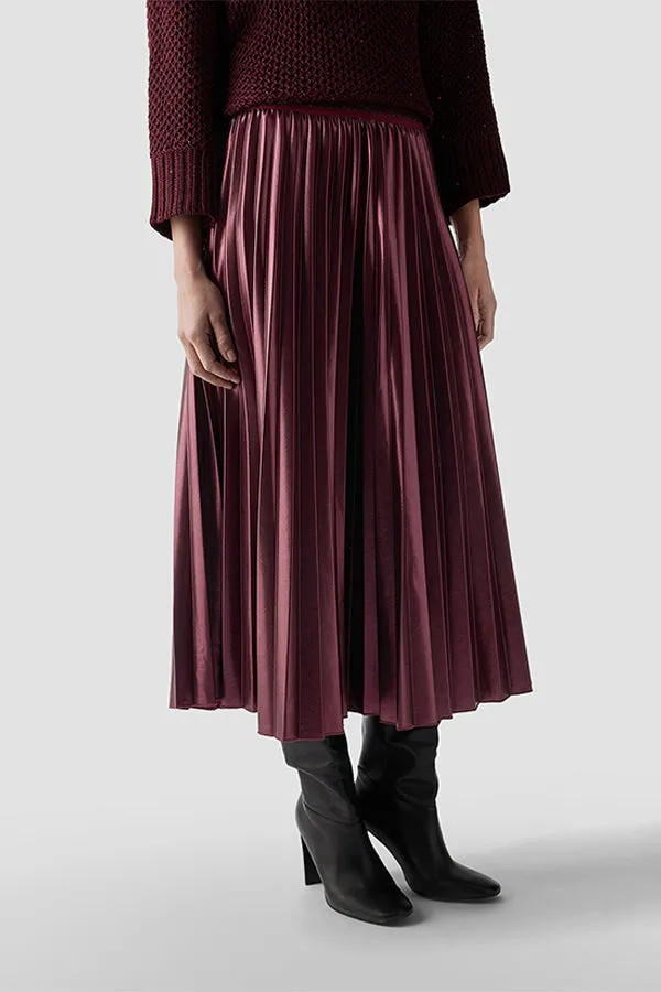 Rabe & LecomteRED SHINY PLEATED LONG SKIRT