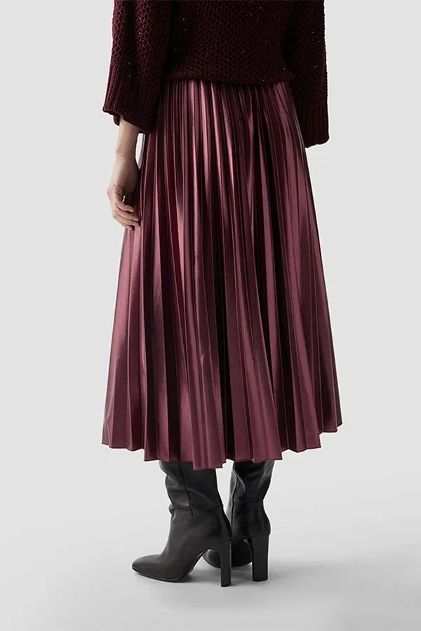 Rabe & LecomteRED SHINY PLEATED LONG SKIRT