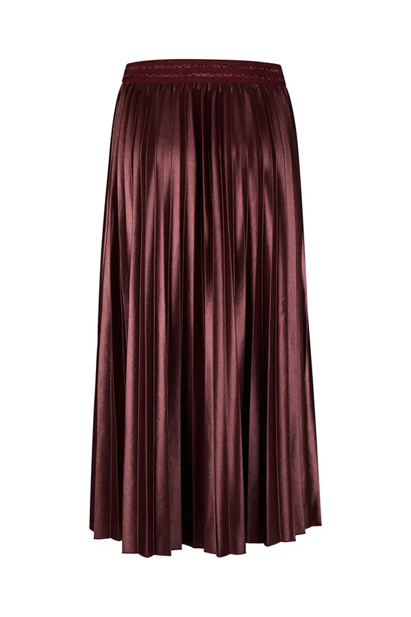 Rabe & LecomteRED SHINY PLEATED LONG SKIRT