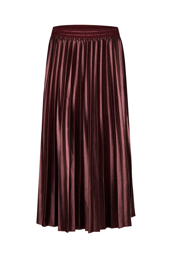 Rabe & LecomteRED SHINY PLEATED LONG SKIRT