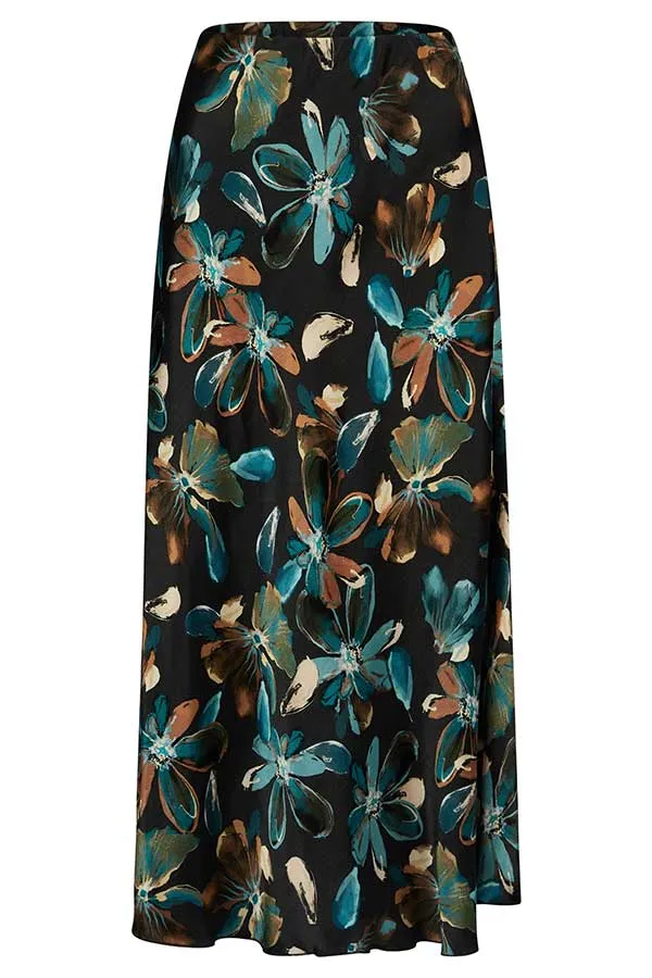 Rabe & LecomteTEAL FLORAL PRINT SKIRT