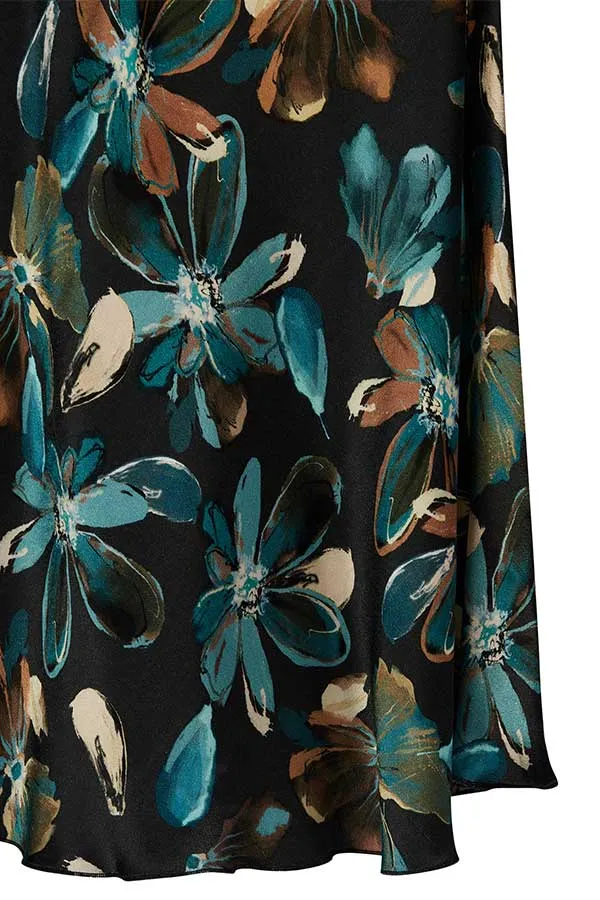 Rabe & LecomteTEAL FLORAL PRINT SKIRT