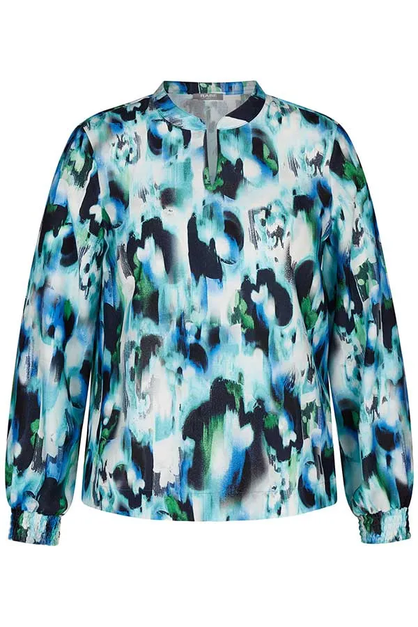 Rabe & LecomteTURQUOISE ABSTRACT PRINT BLOUSE