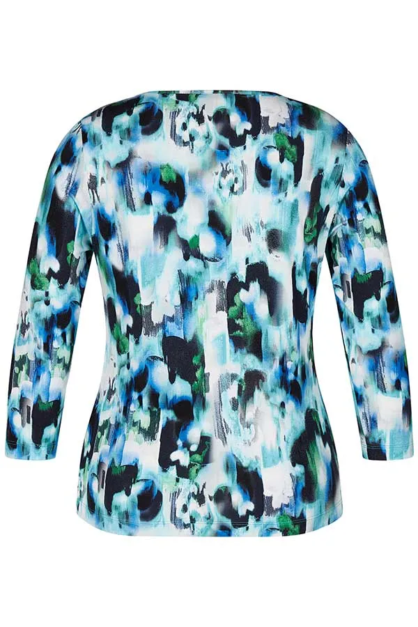 Rabe & LecomteTURQUOISE ABSTRACT PRINT ROUND NECK T-SHIRT