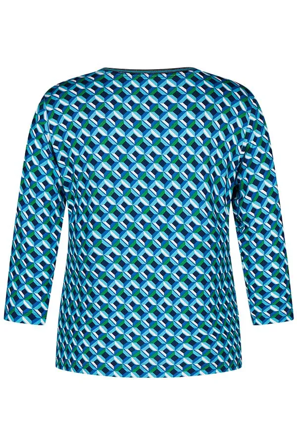 Rabe & LecomteTURQUOISE GEOMETRIC PRINT T-SHIRT