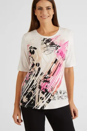 Rabe & LecomteWHITE ABSTRACT FLORAL PRINT T-SHIRT