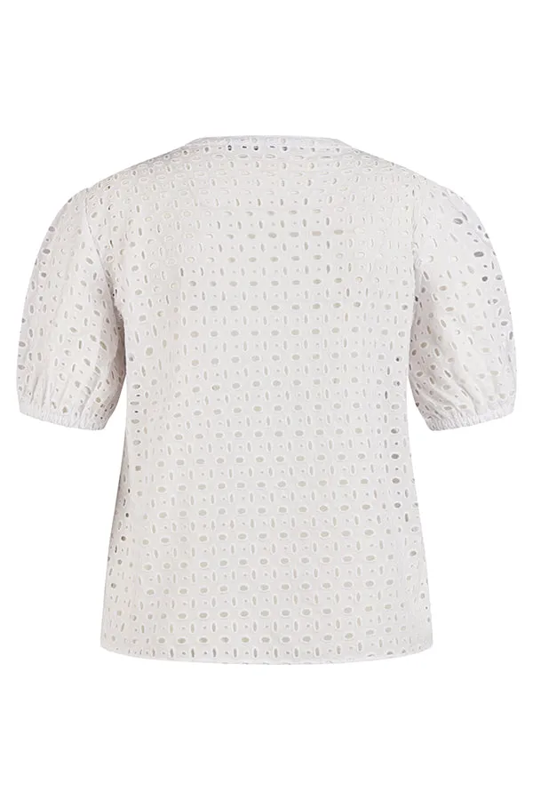 Rabe & LecomteWHITE BRODERIE ANGLAISE BALLOON SLEEVE BLOUSE