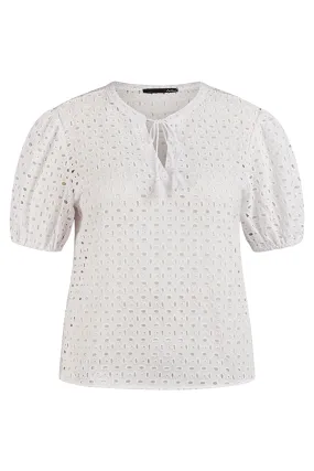 Rabe & LecomteWHITE BRODERIE ANGLAISE BALLOON SLEEVE BLOUSE