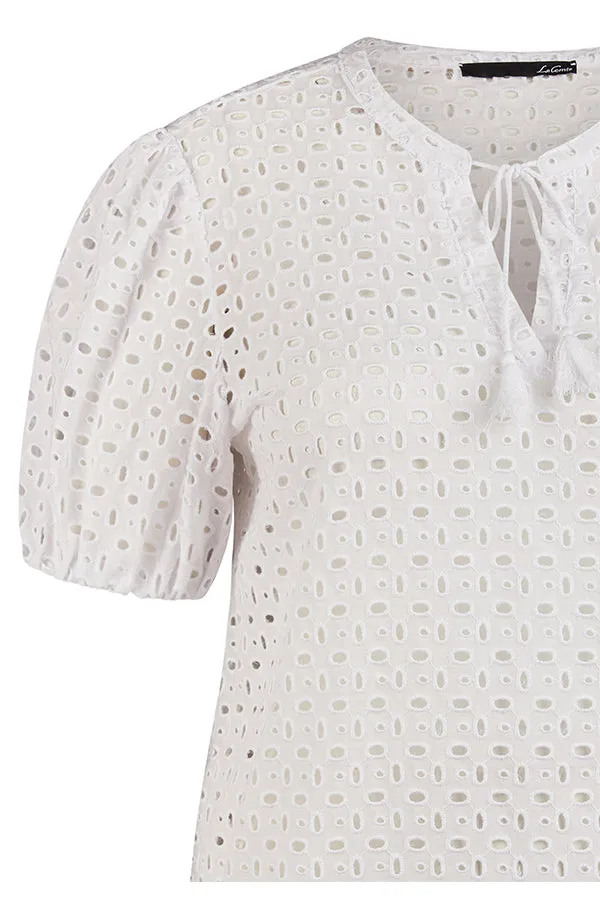 Rabe & LecomteWHITE BRODERIE ANGLAISE BALLOON SLEEVE BLOUSE