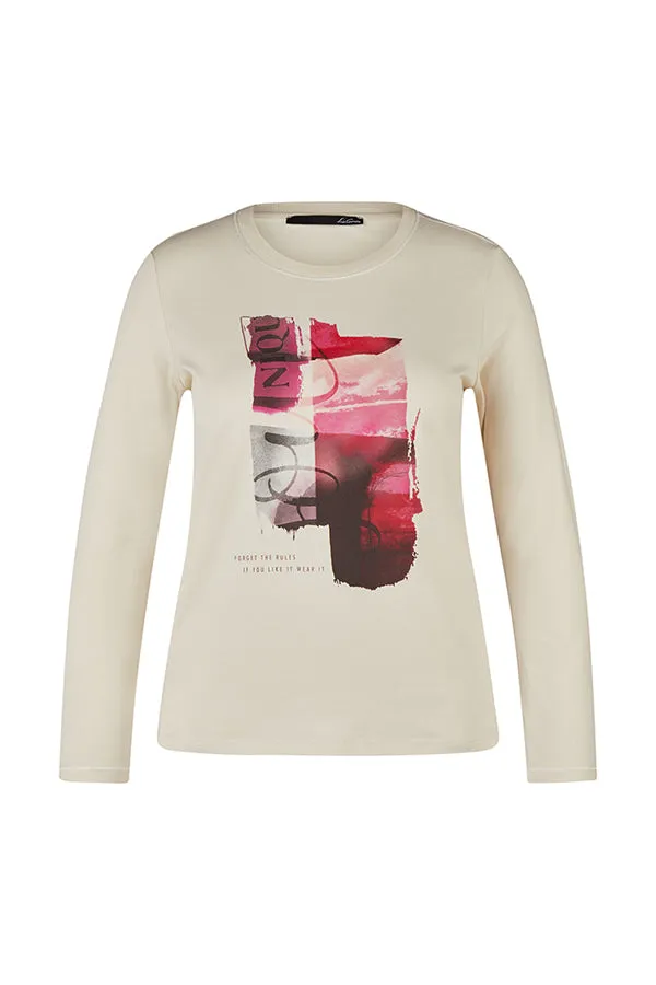 Rabe & LecomteWHITE PRINTED LONG SLEEVE T-SHIRT