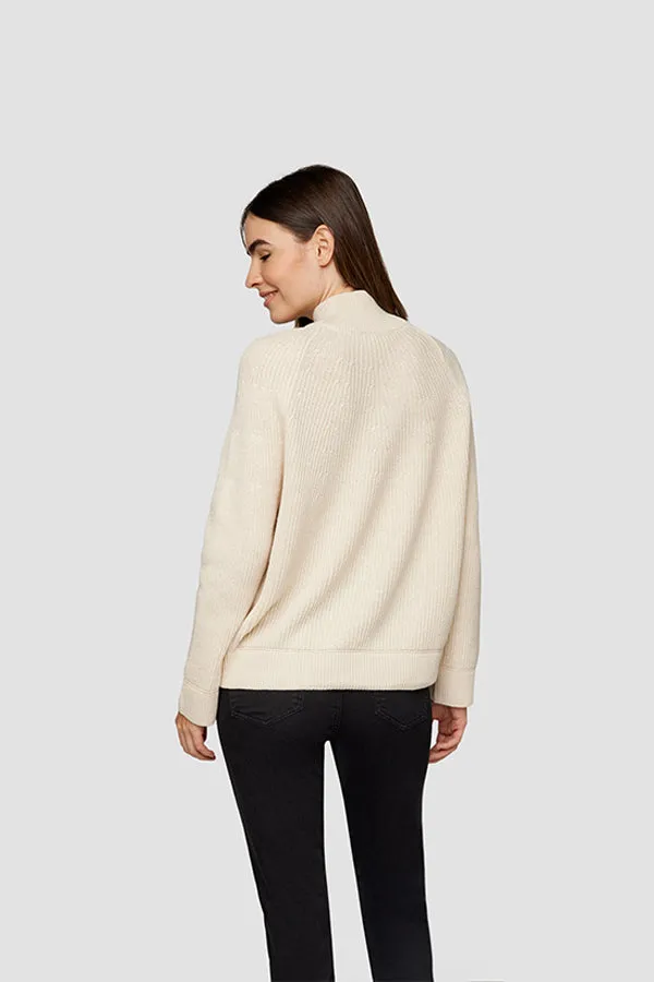 Rabe & LecomteWHITE RIBBED HIGHNECK JUMPER