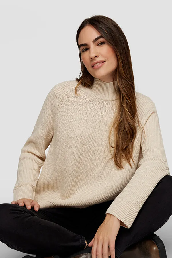 Rabe & LecomteWHITE RIBBED HIGHNECK JUMPER