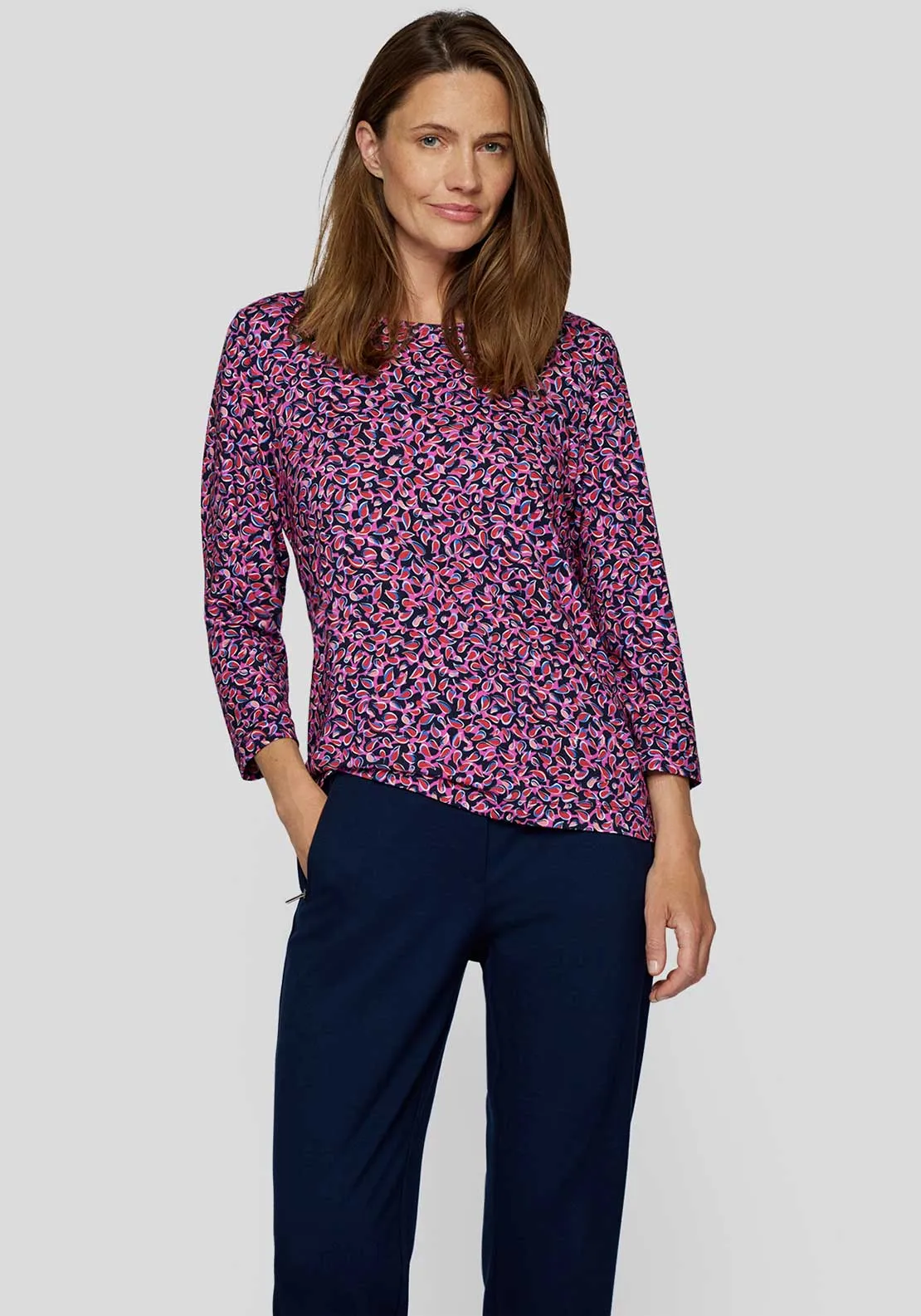 Rabe Abstract Print Long Sleeve Top, Navy Multi