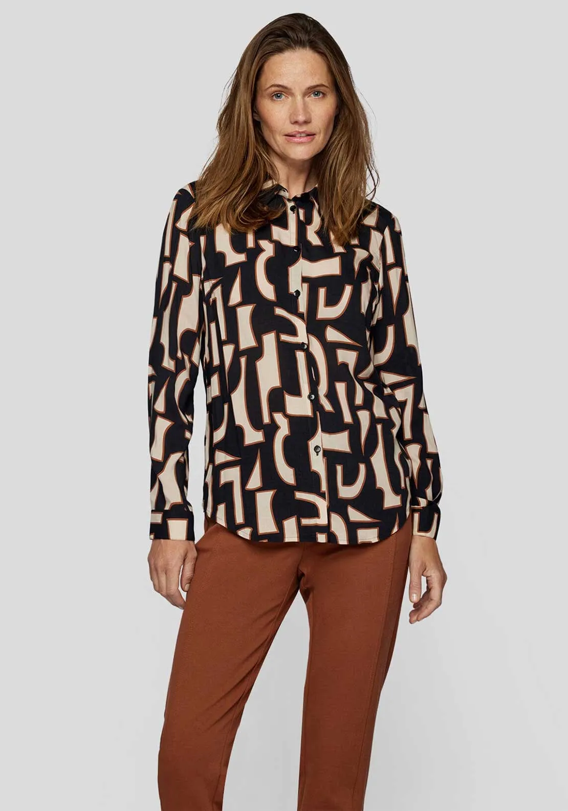 Rabe Abstract Print Shirt, Black