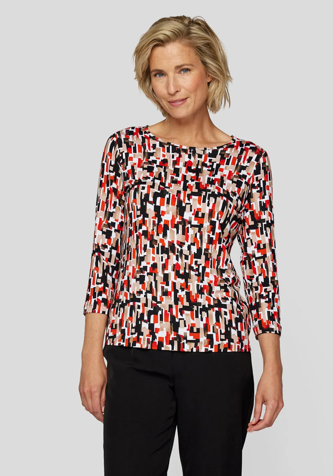 Rabe Abstract Print Top, Red Multi